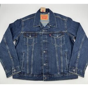 Levi‎ Strauss & Co Mens Dark Wash Denim Trucker Jacket Classic Fit Size Small